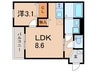 ジーメゾン明石魚住ウエスト 1LDKの間取り