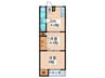 マンション田井城 2DKの間取り