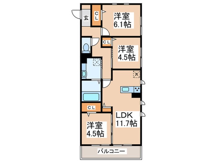 間取り図 グロリアハイツはびきのＢ棟