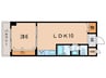 パセオデル芦屋 1LDKの間取り