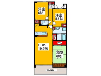 間取図 ｶﾞｰﾃﾞﾝｼﾃｨ･ｺｰﾌﾟ金剛東壱棟(303)