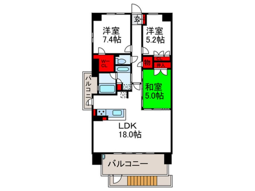 間取図 ﾛｰﾚﾙｺｰﾄ桃山台THE　HOUSE(101)