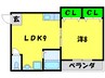 マンションアサノⅡ 1LDKの間取り