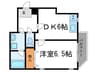 スカイウェイ洛北 1DKの間取り
