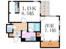 スカイウェイ洛北 1LDKの間取り