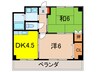 フォンテ－ヌ甲東園 2DKの間取り