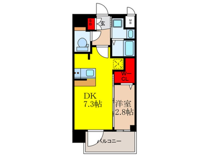 間取図 ｴｽﾃﾑｺｰﾄ新大阪ⅩⅥﾊﾟﾙｽ(801)