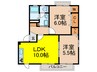 角谷ハイツＣ棟 2LDKの間取り