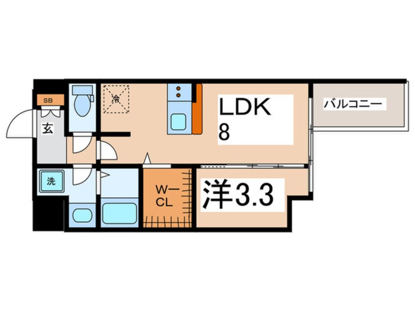 間取図 ｺﾝﾌｫﾘｱ・ﾘｳﾞ桜川ｿﾙﾃﾗｽ