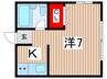 ハミング高木 1Kの間取り