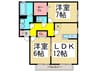 ソシア城山Ａ棟 2LDKの間取り
