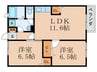 リヴェール 2LDKの間取り