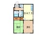 芦屋ニュ－ハイツ 2DKの間取り