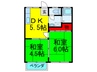 友田ハイツ西棟 2DKの間取り