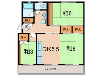 間取図 鈴蘭台第6団地3号棟(301)