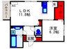 ロイヤルメゾン豊中 1LDKの間取り