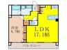 ｼﾃｨﾗｲﾌ新大阪ﾗﾌﾞﾆ-ﾙ（501） 1LDKの間取り