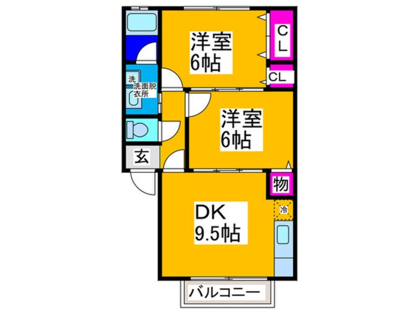 間取図 グリ－ンコ－ト萩天