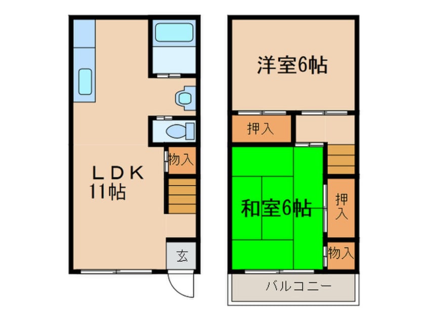 間取図 住吉宮町2丁目貸家