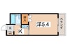 ロイヤルコート松虫 1Kの間取り