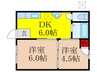 エクシ－ド神田Ⅱ 2DKの間取り
