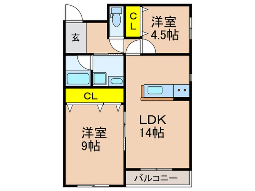 間取図 仮）木津清水A棟新築AP