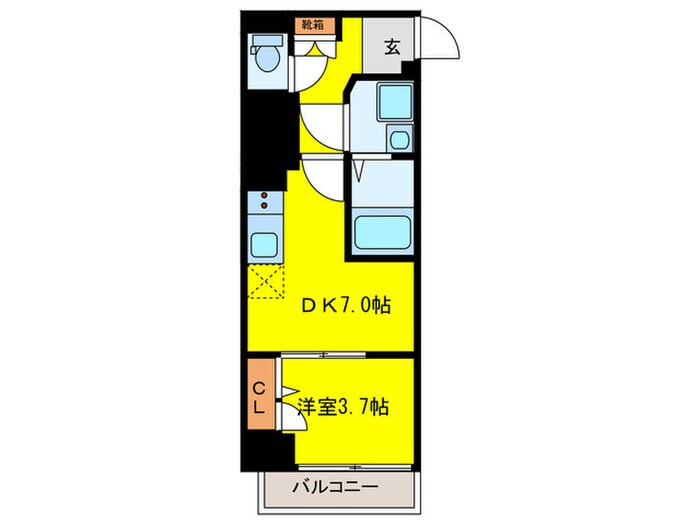 間取り図 ﾚｵﾝｺﾝﾌｫｰﾄ大手前ﾗﾄｩｰﾙ（1301）