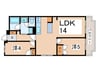 ヒルサイドコ－プ岡村 2LDKの間取り