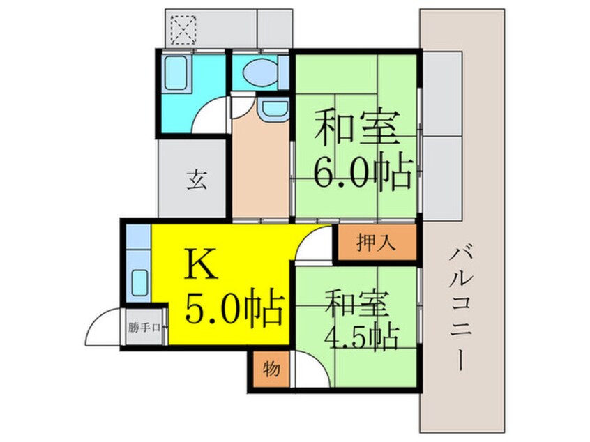 間取図 西面中1丁目古井平屋