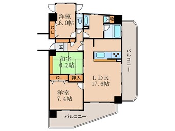 間取図 ｱﾙｶﾃﾞｨｰﾅ天満橋ﾘﾊﾞｰｻｲﾄﾞ(603)
