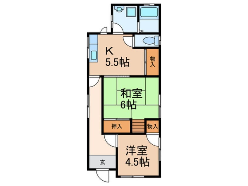 間取図 牧野阪　平屋一戸建て