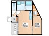 ｻﾝｼｴ寝屋川 1DKの間取り