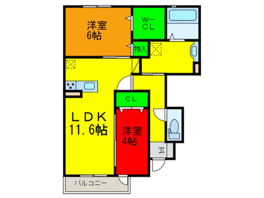 間取図 カーサ高善D棟