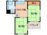 絹敏マンション 2DKの間取り
