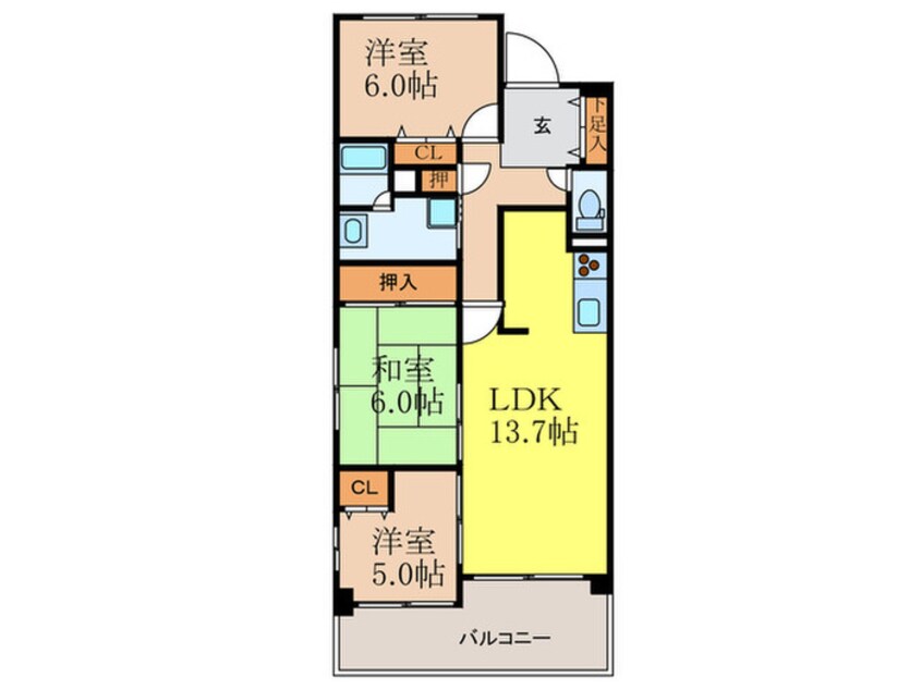 間取図 スカ－ル江坂