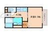 アンテノール 1Kの間取り
