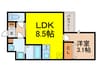 アヴェニール蛍池南町 1LDKの間取り