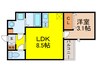 アヴェニール蛍池南町 1LDKの間取り