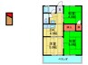美田すみれハイツＢ 3DKの間取り