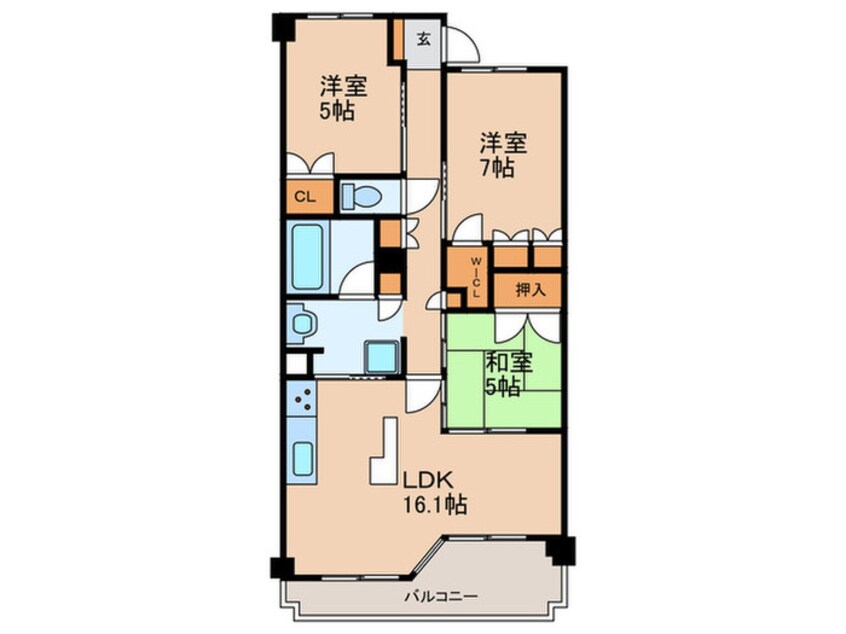 間取図 ﾌﾞﾗﾝｽﾞ芦屋ﾊﾟｰｸﾌﾛﾝﾄ(207)