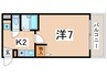 ロイヤルカ－サ阿倍野 1Kの間取り