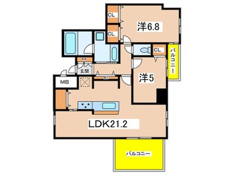 間取図 ｴﾇｳﾞｨ逆瀬川（502）