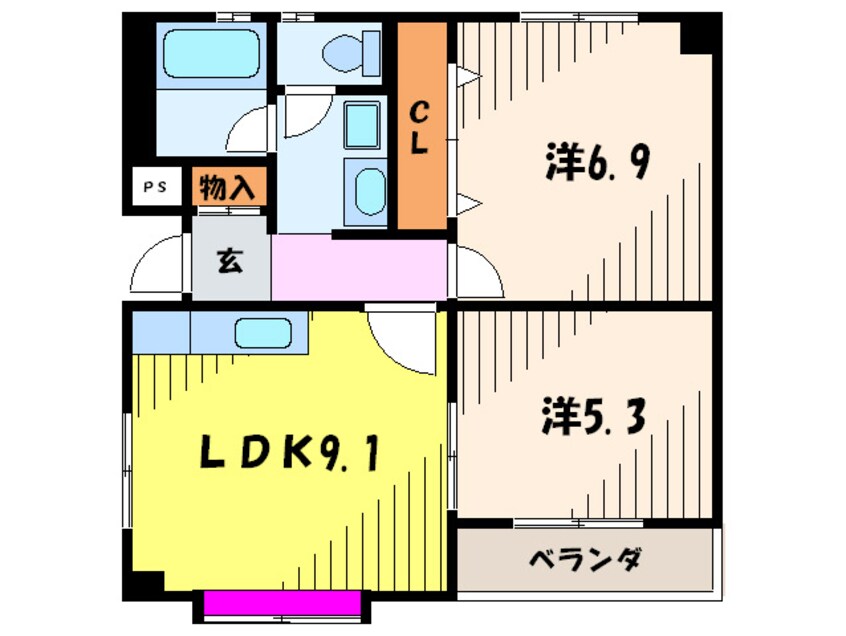 間取図 グランツ岡本Ⅵ