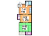 シーズコート住吉 2DKの間取り