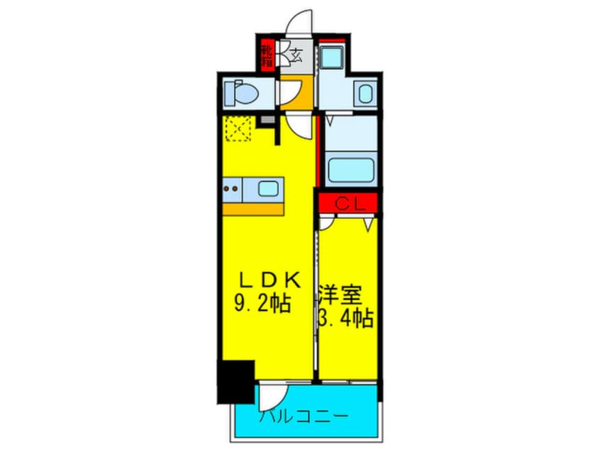 間取図 ﾌﾟﾚｻﾝｽ立売堀ﾍﾞﾙｳﾞｨﾙ(404)