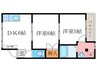 西向日ハイツ 2DKの間取り