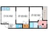 西向日ハイツ 2DKの間取り