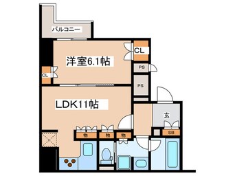 間取図 リ－ガル北堀江(1303)
