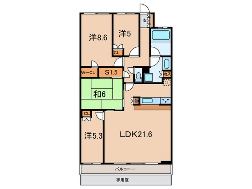 間取図 ｼﾞｵｸﾞﾗﾝﾃﾞ芦屋翠ケ丘（１０５）