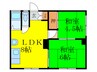 マンション御園（401） 2LDKの間取り